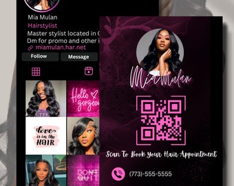 DIY Editable Business Card Template Instagram Business Card, IG Business Card, Lash Tech Business Card, QR code Business Card, Hairstylist