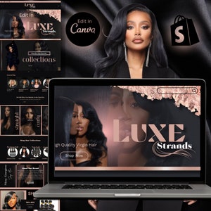 Websitesjabloon Shopify-sjabloon Shopify Luxury Hair-website Raw Hair-leverancierslijst Shopify-thema bewerkbare sjabloon Instant DIY-website