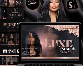 Modèle de site Web Modèle Shopify Site Web de cheveux de luxe Shopify Liste des vendeurs de cheveux bruts Modèle modifiable par thème Shopify Site Web de bricolage instantané