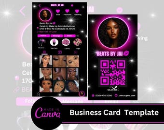 DIY Editable Business Card Template Instagram Business Card, IG  Beauty Business Card, Make Up Artist  , QR code Business Card, Lash Tech