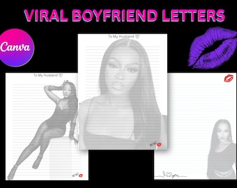 Viral boyfriend letter fully editable printable  picture on notebook paper love letter keepsake template selfie note book paper