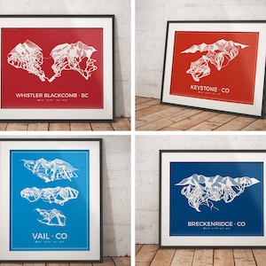 BUY 2 get 1 HALF (1/2) OFF Ski Resort Map (Unframed)