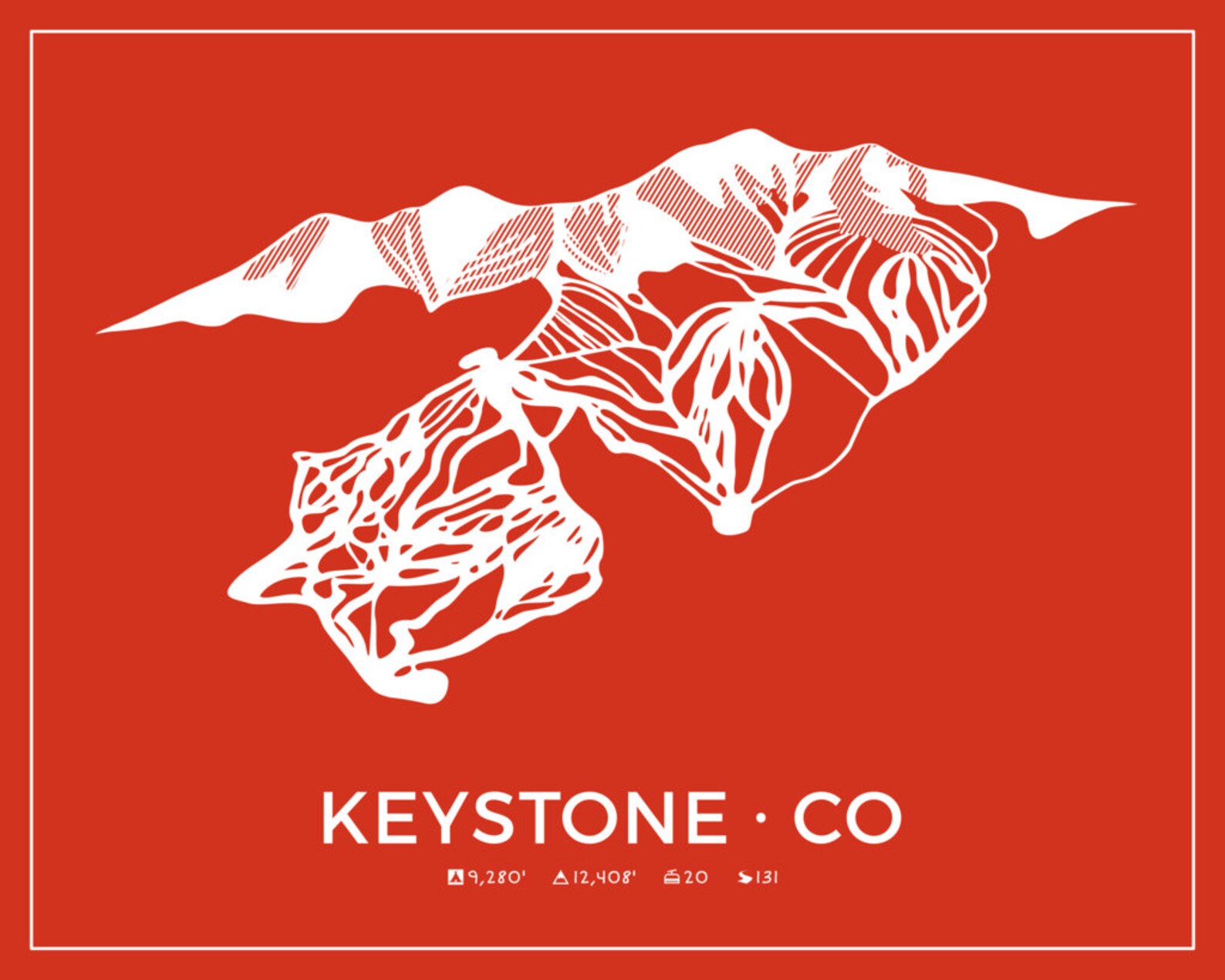 Keystone Colorado Ski Resort Map unframed - Etsy