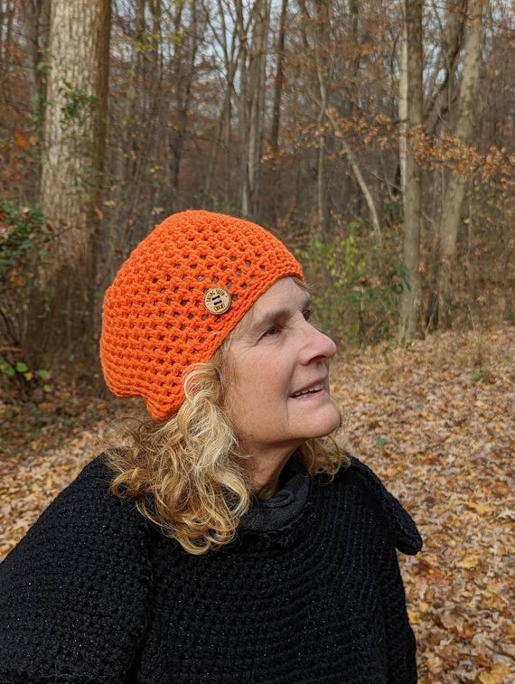 Crochet Beanie in Orange - Main Image
