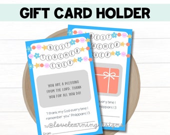 Christian Teacher Gift Card Holder, Appreciation Gift (Digital Download)