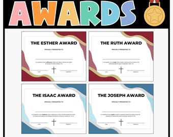 Christian Character Award Certificates, Kids Ministry Awards, Bible End of Year Awards, Sunday School Certificate, VBS Awards, Neutral