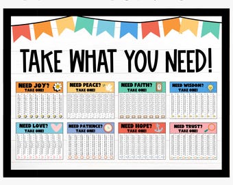 Take What You Need Christian Bulletin Board Kit, Tear Off Flyers, Sunday School Posters, Christian Classroom Decor, Pull Tabs