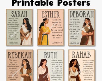 Femmes de la Bible - Posters imprimables - Décoration de salle de classe chrétienne - Leçons d'école du dimanche - Ancien Testament