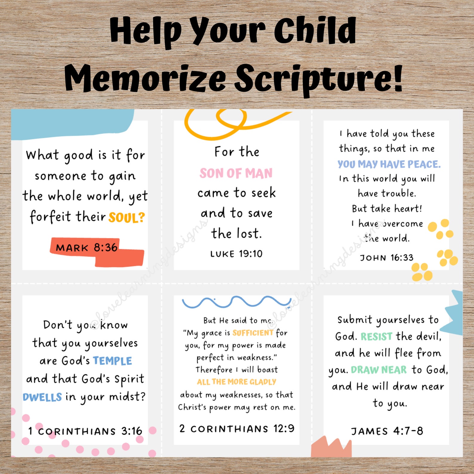 Scripture Cards for Kids Bible Verse Memory Cards for Kids Bible Notes ...