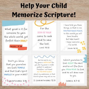 Scripture Cards for Kids - Bible Verse Memory Cards for Kids - Bible ...