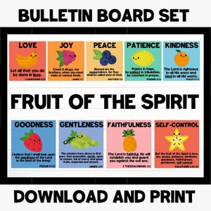 Christian Classroom Bulletin Board Set - Fruit of the Spirit - Sunday School Bulletin Board Kit - Colorful