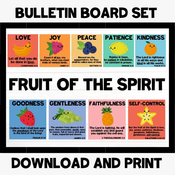 Fruit of the Spirit Bulletin Board Set - Fruits of the Spirit - Christian Classroom Decor - Sunday School Bulletin Board