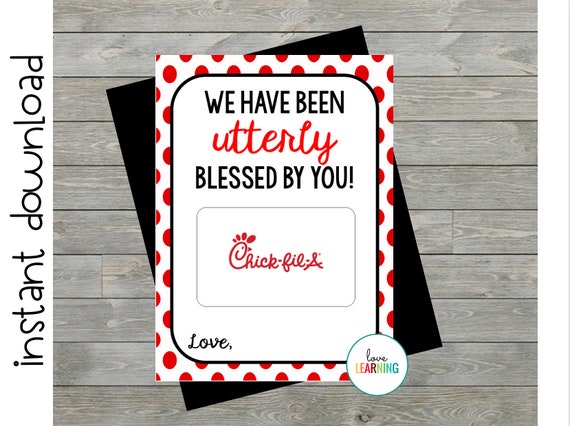 Chick fil A Gift Card Holder: Instant Download | Etsy