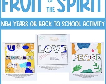 Fruit de l'esprit pour enfants ESV - Mot de l'année 2024 - Décoration chrétienne pour salle de classe - Activité à imprimer Fruit of the Spirit
