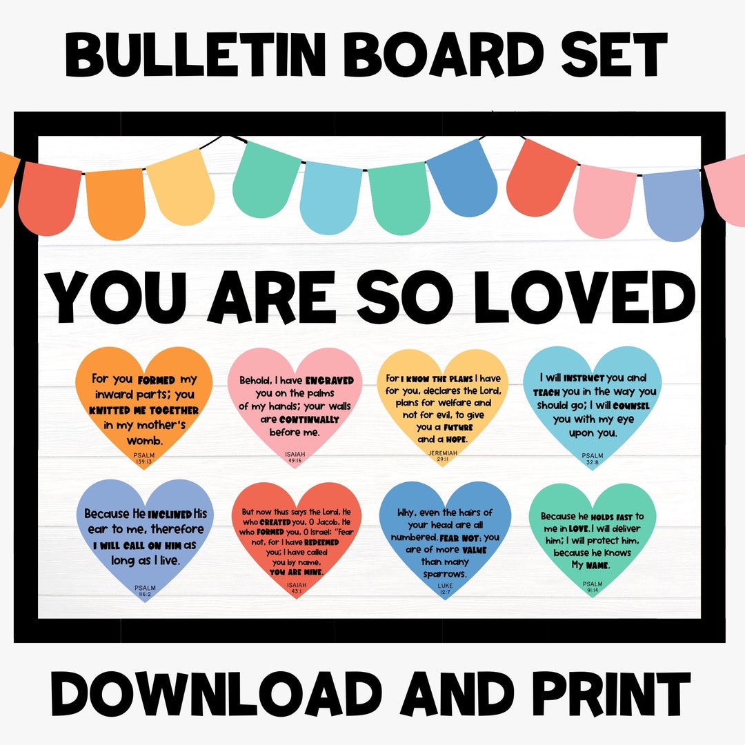 Christian Bulletin Board Set You Are so Loved Valentine's Day Bulletin