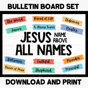 Christian Classroom Bulletin Board Set - Names of God - Christian Classroom Decor - Sunday School Bulletin Board Kit