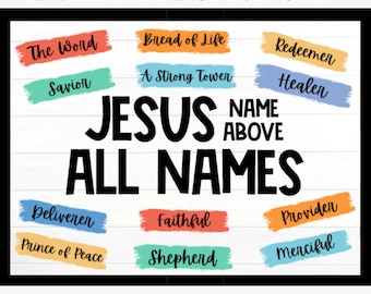 Christian Classroom Bulletin Board Set - Names of God - Christian Classroom Decor - Sunday School Bulletin Board Kit