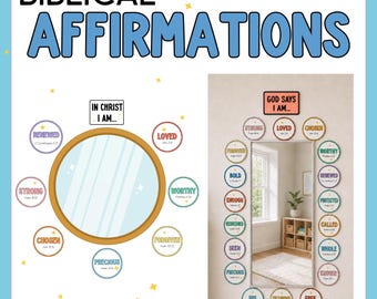 Christian Affirmation Station for Kids | Bible Mirror Affirmation Cards | Identity in Christ Classroom Decor | God Says I Am Affirmation Kit