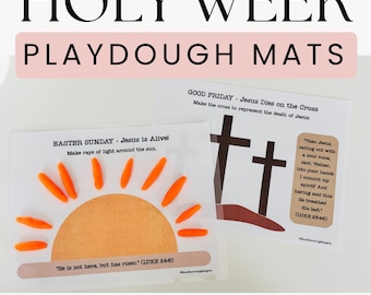 Holy Week Playdough Mats, Christian Easter Activity for Kids, Bible Craft Printable, Sunday School Easter Craft