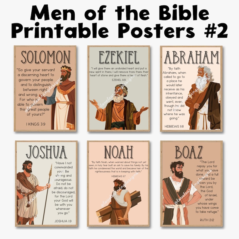 Men of the Bible Printable Posters Christian Classroom Decor
