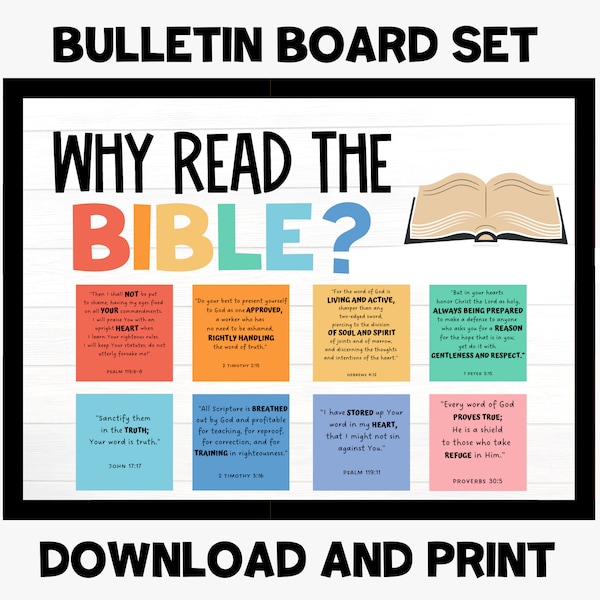 Christian Classroom Bulletin Board Set - Bible Bulletin Board - Scripture - Bible - Christian Classroom Decor - Sunday School Bulletin Board