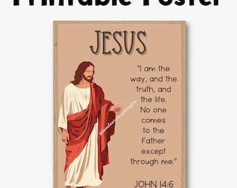 Jesus Printable Poster - Men of the Bible - Christian Classroom Decor - Sunday School Lessons - New Testament