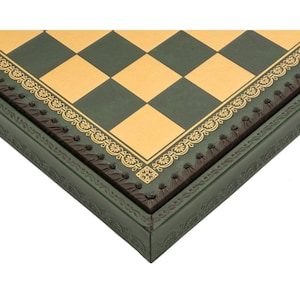 Meuble d'échecs italien Verde de 13,75 pouces avec couvercle amovible, plateau de backgammon, dés et dames