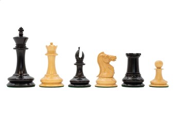 The Leuchar Reproduction Ebonised Chess Pieces - 3.5 Inch