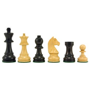 Down Head Knight Ebonised Staunton Chess Pieces - 3 Inch