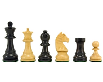 Down Head Knight Ebonised Staunton Chess Pieces - 3 Inch