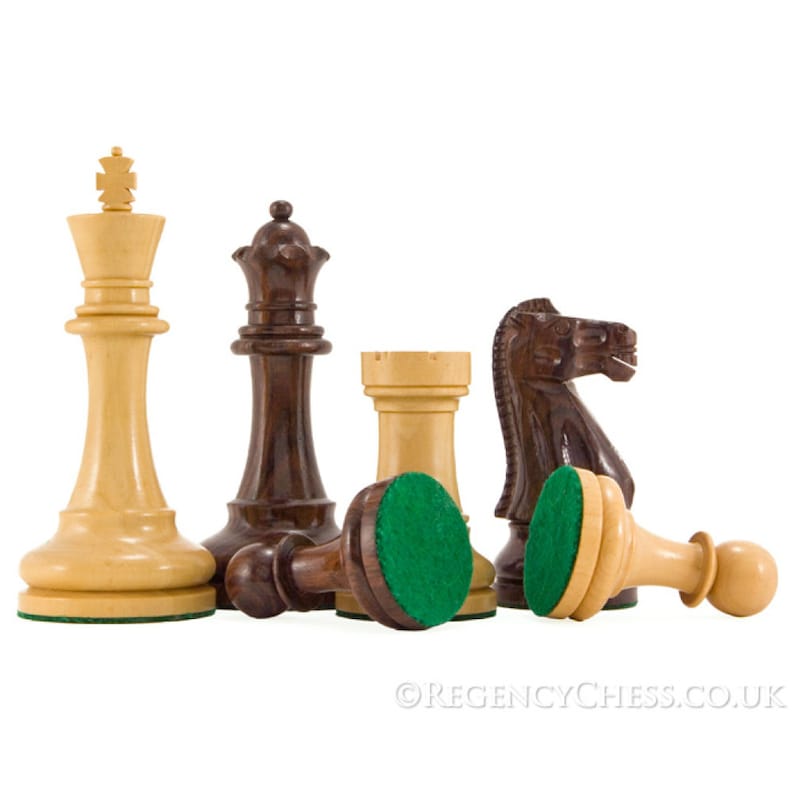 Broadbase Rosewood Staunton Chess Pieces 4 Inches