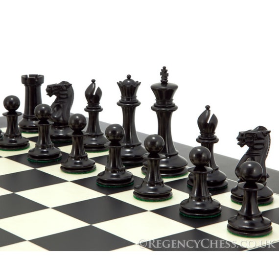 The Old English Elite Staunton Chess Pieces in Ebony 4 Inches