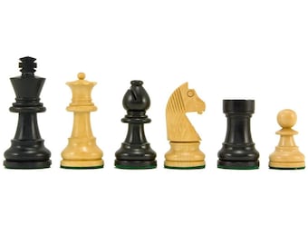 Down Head Knight Ebonised Staunton Chess Pieces - 2.5 Inch