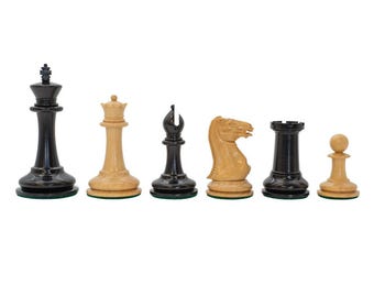 JJ Cooke Ebonised Chess Pieces - 3.5 Inch