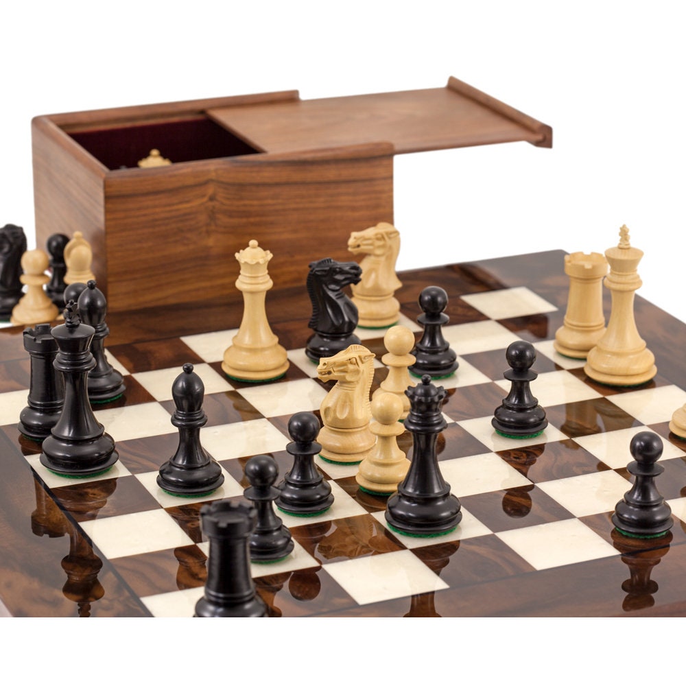 Ebony and Walnut Highclere Luxury Chess Set