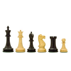 Victoria Series Ebonised Boxwood Chess Pieces - 3.75 Inch image 1
