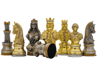 The Medieval Pewter Hand-Painted Luxury Chess Pieces by Italfama