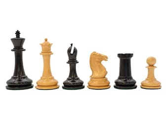 Harrwitz Series Ebonised Chess Pieces - 3.5 Inch