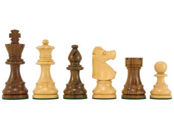 French Knight Series Golden Rosewood Chess Pieces - 3.25 Inch