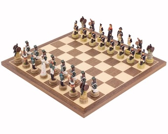 The Napoleon Vs Russians Hand-Painted Themed Chess Set by Italfama