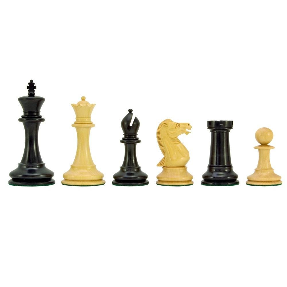 Old English Elite Series Ebony Staunton Chess Pieces - 4 Inch