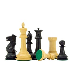 Victoria Series Ebonised Boxwood Chess Pieces - 3.75 Inch image 2