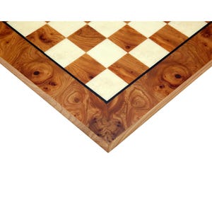 16.75 Inch Briarwood and Elmwood Luxury Chessboard