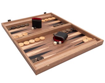 Walnut & Maple Inlay Backgammon Set, Premium Edition