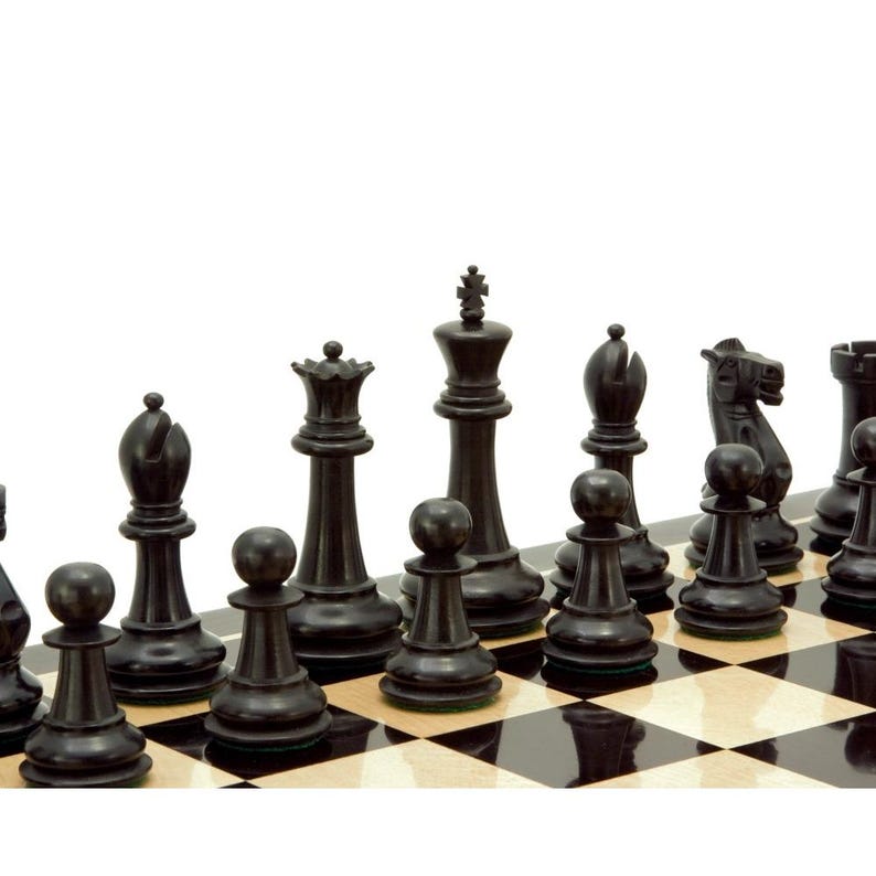 Victoria Series Ebonised Boxwood Chess Pieces - 3.75 Inch image 4