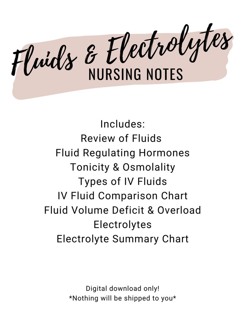 Fluids and Electrolytes Study Guide Med Surg Fundamentals Nursing