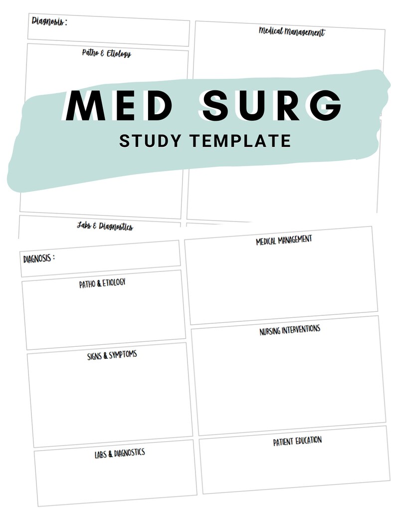 Med Surg Study Template Patho Nursing Template Nursing Etsy