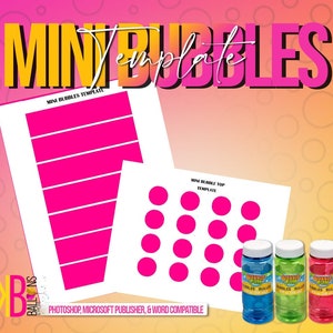 Instant Download Mini Bubble Template - Party Favors- Treats- Kids parties