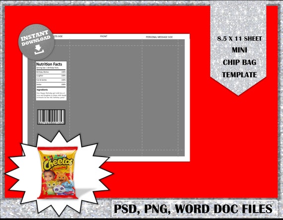 Custom Chip Bag Template Jpeg Instant Download Microsoft Publisher File Party Favors Paper Party Supplies Efp Osteology Org