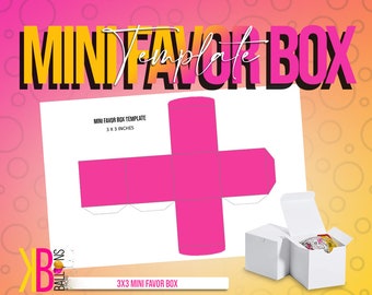 Descarga instantánea Mini Treat Box Template - Party Favors- Treats- Kids parties- bandeja de bocadillos- fiesta de cine